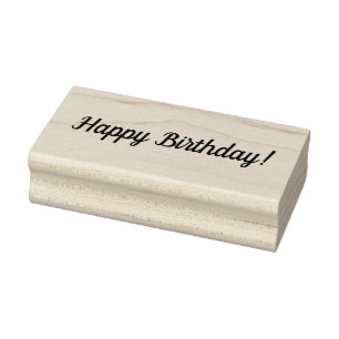 Happy Birthday Wooden Block Mounched Rubber Stamp Rubberstempel