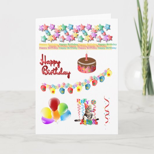 Happy Birthday Word Cloud Card Kaart (Voorkant)