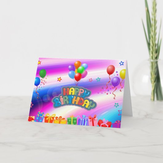 Happy Birthday Word Cloud Kaart (Voorkant)