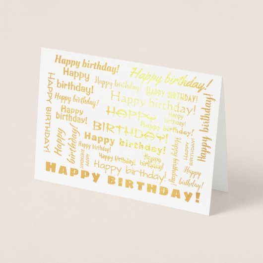 Happy Birthday Word Cloud Typografie Folie Kaarten (Voorkant)