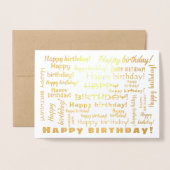 Happy Birthday Word Cloud Typografie Folie Kaarten (Voorkant met envelop)
