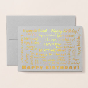 Happy Birthday Word Cloud Typography Gold Folie Kaarten