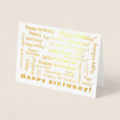 Happy Birthday Word Cloud Typography Gold Folie Kaarten (Voorkant)
