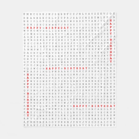 Happy Birthday Word Search Puzzle Fleece Deken (Voorkant)