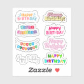 Happy Birthday Words Stickers (Vel)
