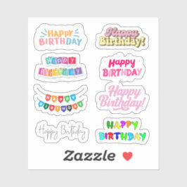 Happy Birthday Words Stickers