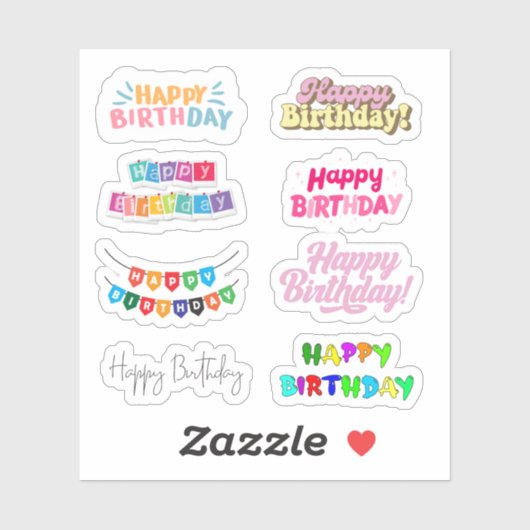 Happy Birthday Words Stickers (Vel)