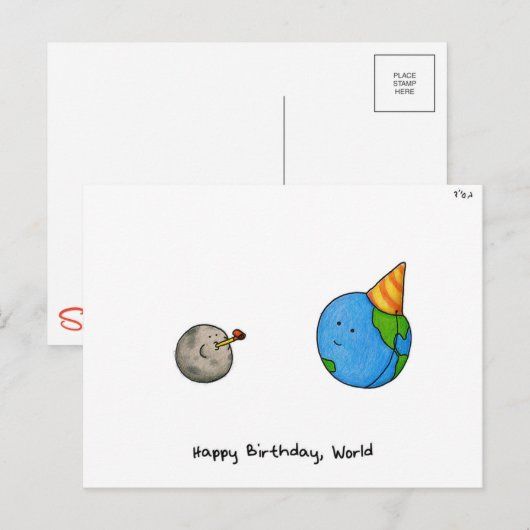 Happy Birthday, World beroemd gemaakt door Rosh Ha Feestdagenkaart (Voorkant / Achterkant)