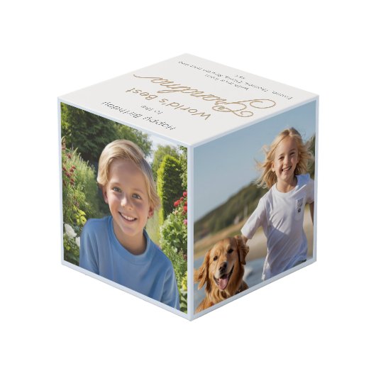 Happy Birthday World's Best Grandma Multi Photo Kubus (Achter hoekig)