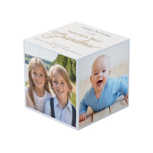 Happy Birthday World's Best Grandma Multi Photo Kubus (Voorkant hoekig)