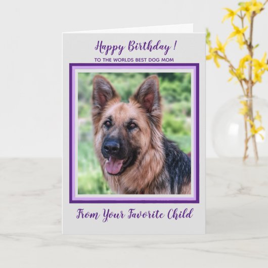 Happy Birthday Worlds Beste Hond Moeder Paars Pet  Kaart (Gele Bloem)