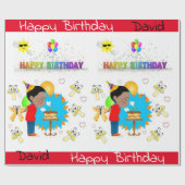Happy Birthday Wrapping Paper African Boy paddenst Cadeaupapier (Vlak)