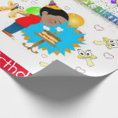 Happy Birthday Wrapping Paper African Boy paddenst Cadeaupapier (Hoek)
