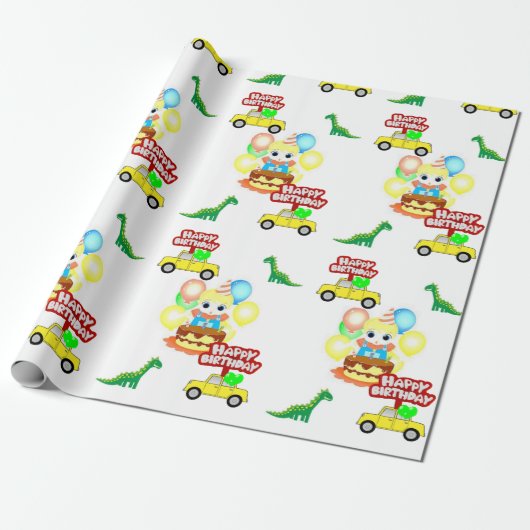 Happy Birthday Wrapping Paper Alligator Cadeaupapier (Uitgerold)