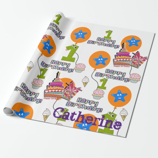 Happy Birthday Wrapping Paper Balloons #1 Cadeaupapier (Uitgerold)