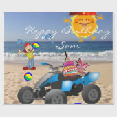 Happy Birthday Wrapping Paper Boy Beach Bum Cadeaupapier (Vlak)