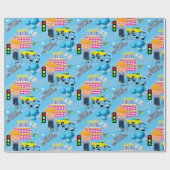 Happy Birthday Wrapping Paper Boy Car Cadeaupapier (Vlak)