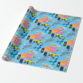 Happy Birthday Wrapping Paper Boy Car Cadeaupapier (Uitgerold)
