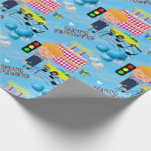 Happy Birthday Wrapping Paper Boy Car Cadeaupapier (Hoek)