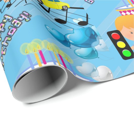 Happy Birthday Wrapping Paper Boy Car Cadeaupapier (Rol Hoek)