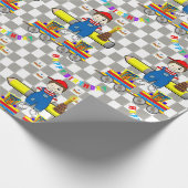 Happy Birthday Wrapping Paper Boy Trains Cupcakes Cadeaupapier (Hoek)