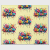Happy Birthday Wrapping Paper – Bright Multicolor Cadeaupapier (Vlak)