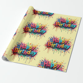 Happy Birthday Wrapping Paper – Bright Multicolor  Cadeaupapier
