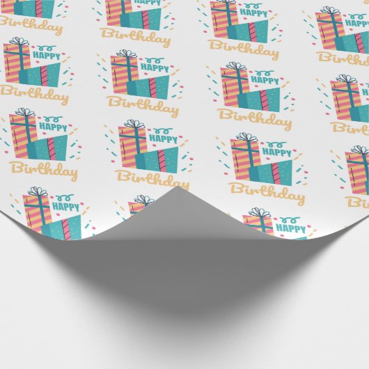 Happy Birthday Wrapping Paper Cadeaupapier (Hoek)