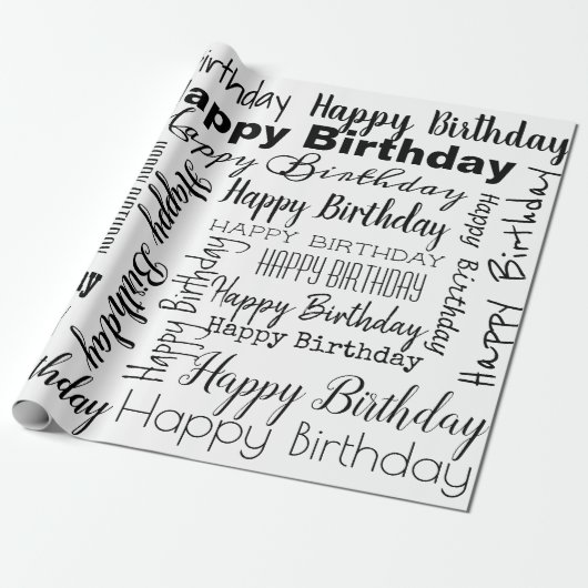 Happy Birthday Wrapping Paper Cadeaupapier (Uitgerold)