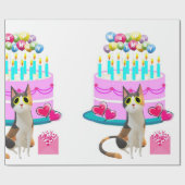 Happy Birthday Wrapping Paper Cat Lady Birthday Cadeaupapier (Vlak)
