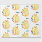 Happy Birthday Wrapping Paper Cat Lady Birthday Cadeaupapier (Vlak)
