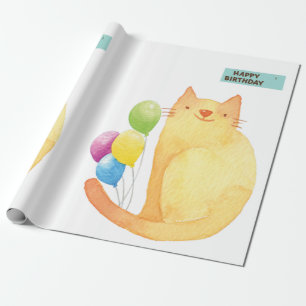 Happy Birthday Wrapping Paper Cat Lady Birthday Cadeaupapier