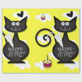 Happy Birthday Wrapping Paper Cat Lady Birthday Cadeaupapier (Vlak)