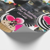 Happy Birthday Wrapping Paper Cat Lady Birthday Cadeaupapier (Hoek)