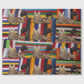 Happy Birthday Wrapping Paper Cat Lady Birthday Cadeaupapier (Vlak)