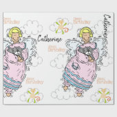 Happy Birthday Wrapping Paper Cat Lady Birthday Cadeaupapier (Vlak)