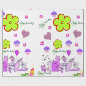 Happy Birthday Wrapping Paper Cat Lady Birthday Cadeaupapier (Vlak)