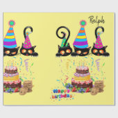 Happy Birthday Wrapping Paper Cat Lady Birthday Cadeaupapier (Vlak)