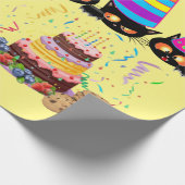 Happy Birthday Wrapping Paper Cat Lady Birthday Cadeaupapier (Hoek)