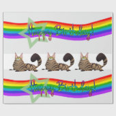 Happy Birthday Wrapping Paper Cat Lady Birthday Cadeaupapier (Vlak)