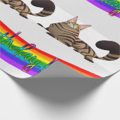 Happy Birthday Wrapping Paper Cat Lady Birthday Cadeaupapier (Hoek)