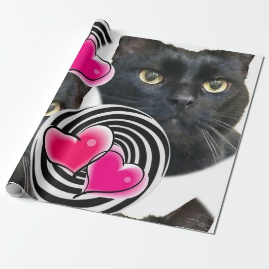 Happy Birthday Wrapping Paper Cat Lady Birthday Cadeaupapier (Uitgerold)