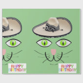Happy Birthday Wrapping Paper Cat Lady Birthday Cadeaupapier (Vlak)