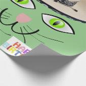 Happy Birthday Wrapping Paper Cat Lady Birthday Cadeaupapier (Hoek)