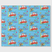 Happy Birthday Wrapping Paper Clown Car Stars Cadeaupapier (Vlak)