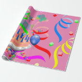 Happy Birthday Wrapping Paper Confetti Cadeaupapier (Uitgerold)