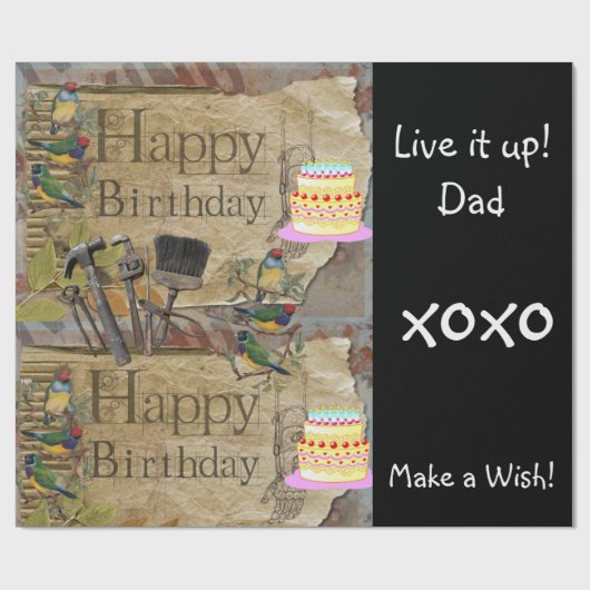Happy Birthday Wrapping Paper Construction Tools Cadeaupapier (Vlak)