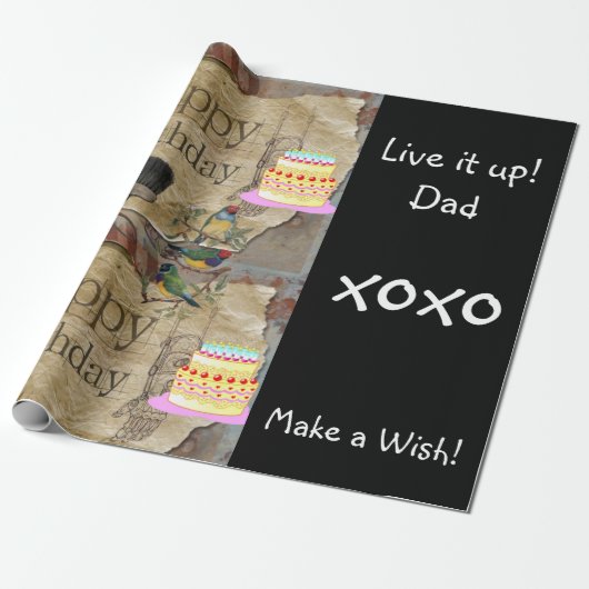 Happy Birthday Wrapping Paper Construction Tools Cadeaupapier (Uitgerold)