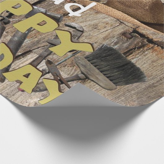 Happy Birthday Wrapping Paper Construction Tools Cadeaupapier (Hoek)