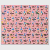 Happy Birthday Wrapping Paper, Custom Birthday Red Cadeaupapier (Vlak)